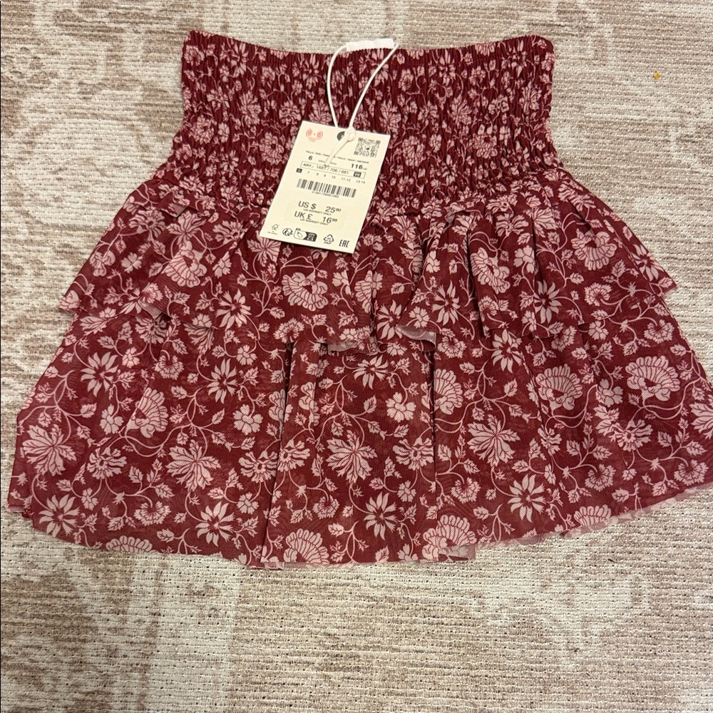 Zara Burgundy Floral Skirt